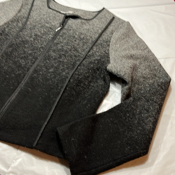 CARDUCCI Black gray hombre wool full double Zipper Sweater JACKET rounded neck L - Picture 5 of 13